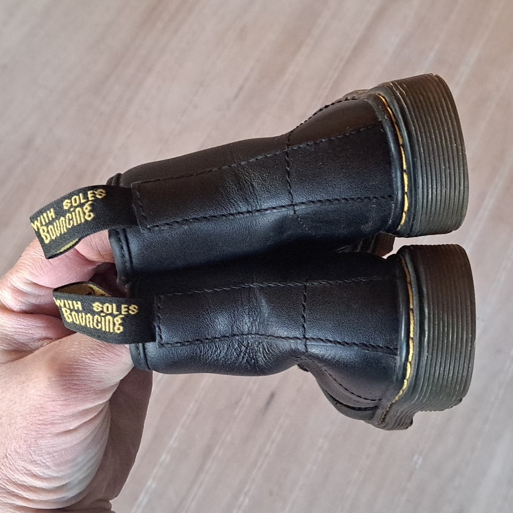 Dr. Martens 1460 T Blk Leather Lace-Up Side Zip Combat Boots Toddler Classic - Picture 6 of 10